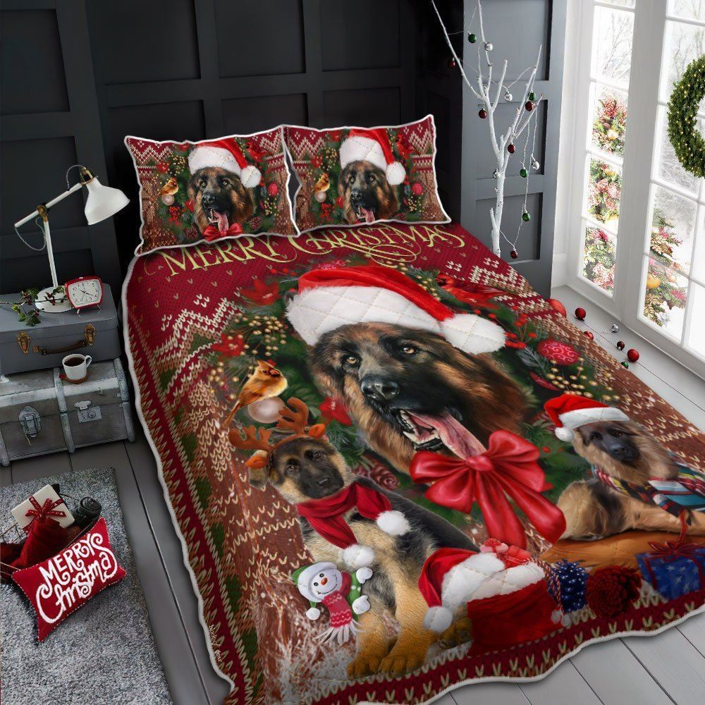 Husky Dog Merry Christmas Quilt Bedding Set