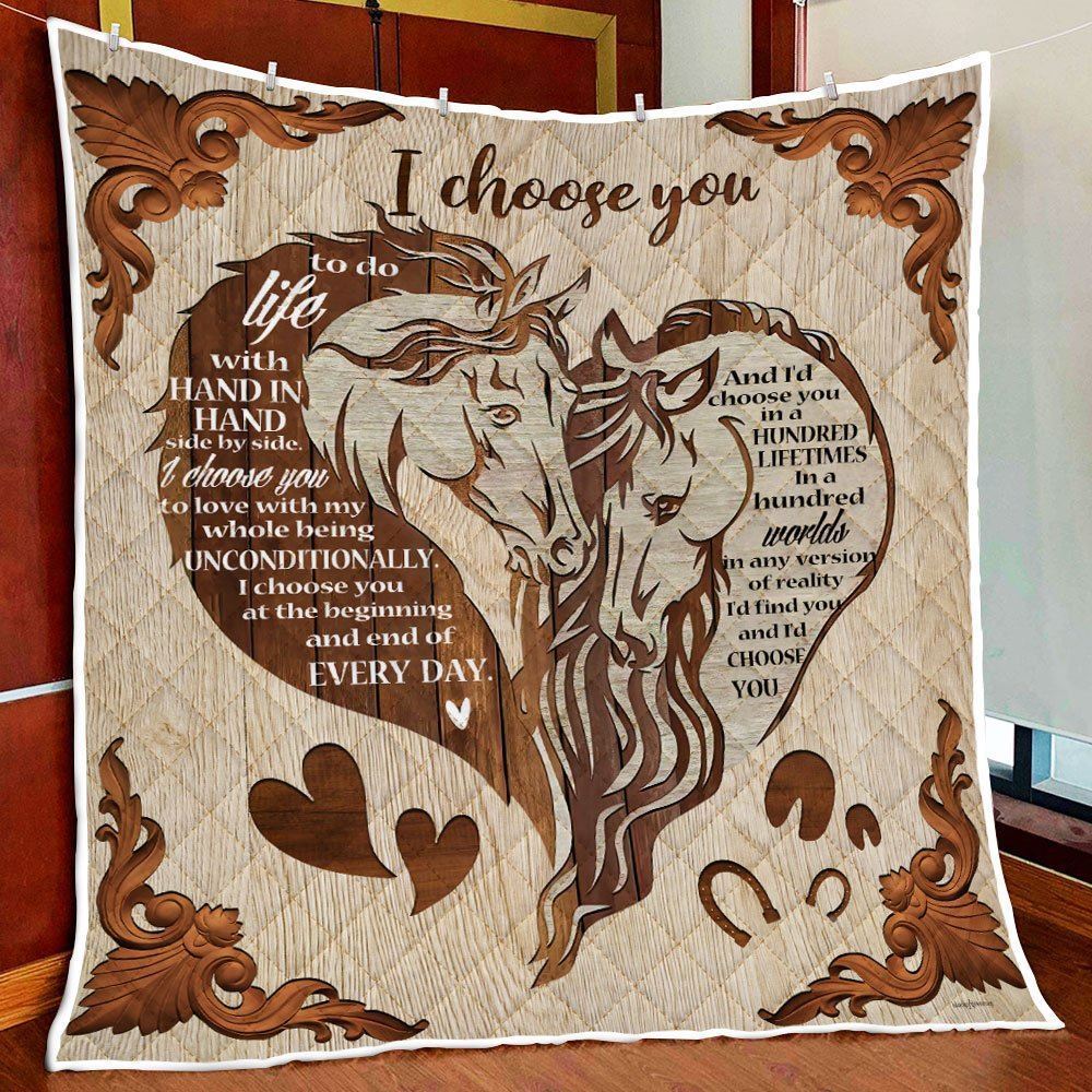 I Choose You Horse Romantic Love Quilt Blanket