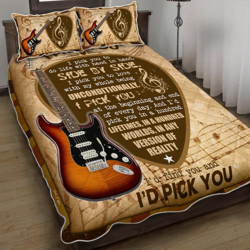 I Pick You Romantic Guitar Quilt Bedding Set-21f0r