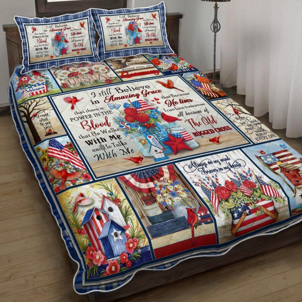 I Still Believe In Amazing Grace Cardinal Quilt Bedding Set