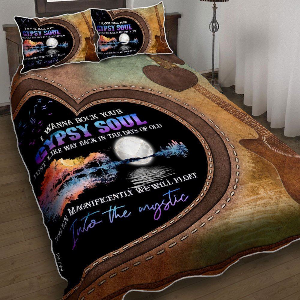 I Wanna Rock Your Gypsy Soul Guitar Lover Quilt Bedding Set