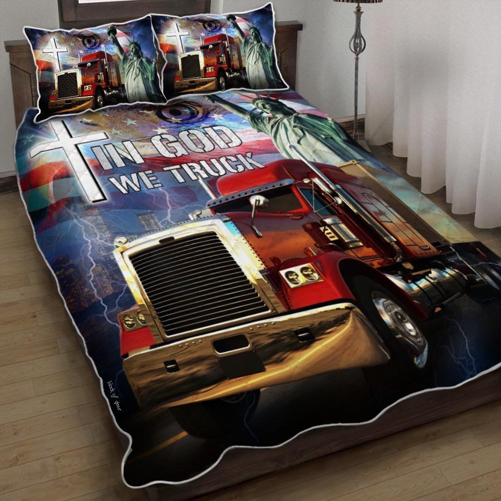 In God We Truck Quilt Bedding Set