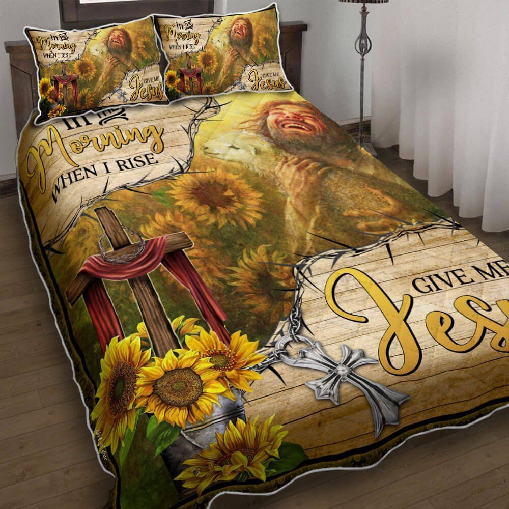 In The Morning When I Rise Give Me Jesus Sunflower Quilt Bedding Set-of9f0