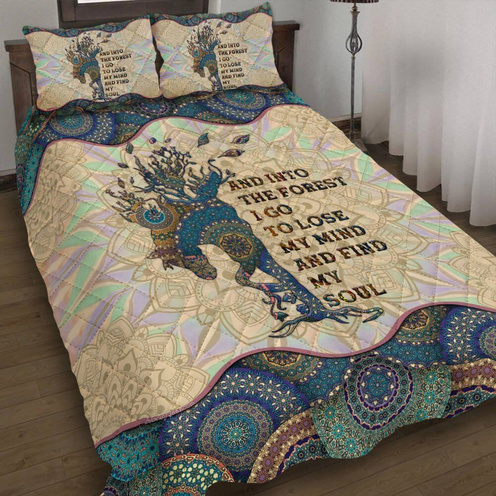 Into The Forest Horse Quilt Bedding Set