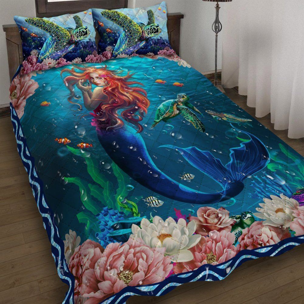 Into The Ocean Mermaid Quilt Bedding Set