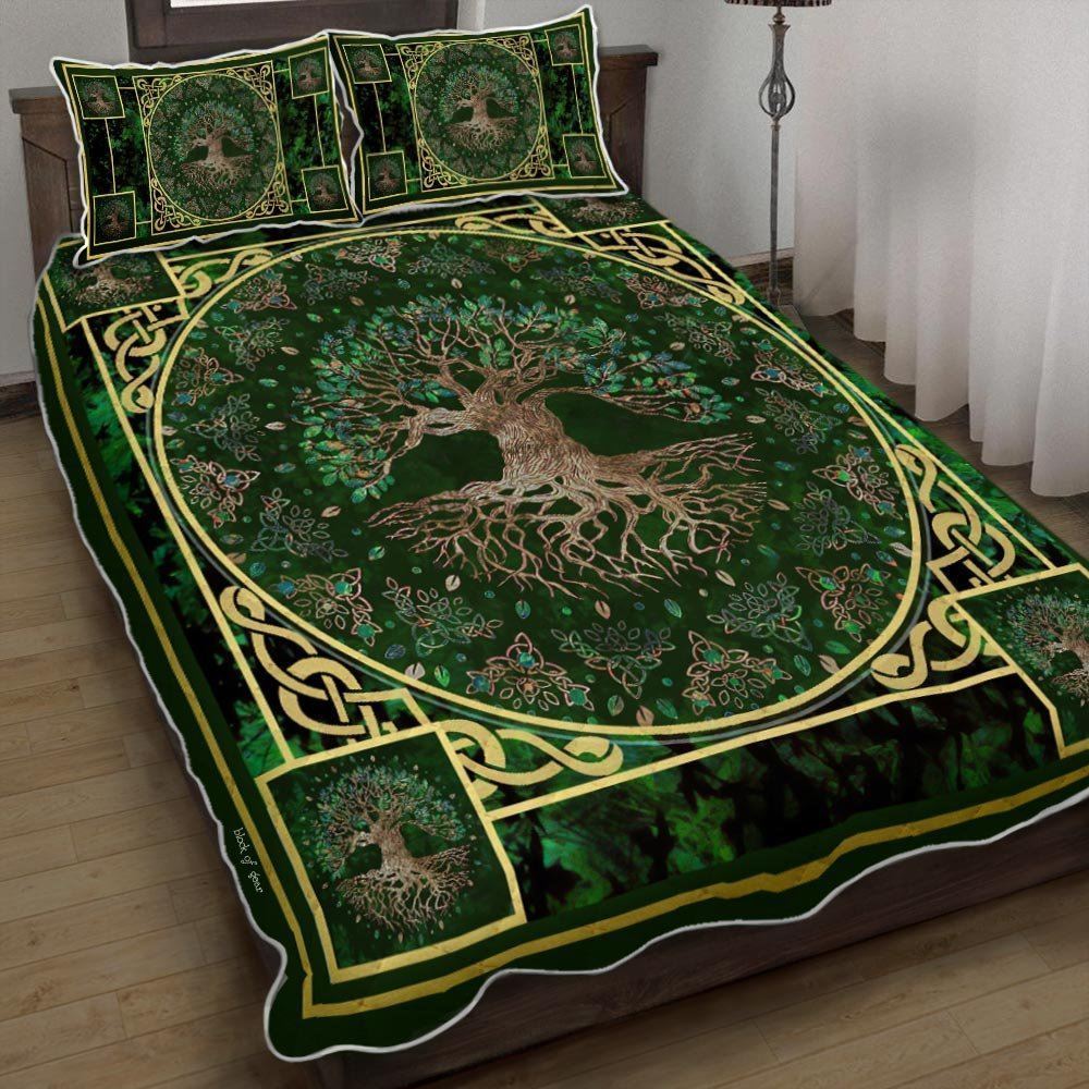 Irish Celtic Tree Of Life Quilt Bedding Set