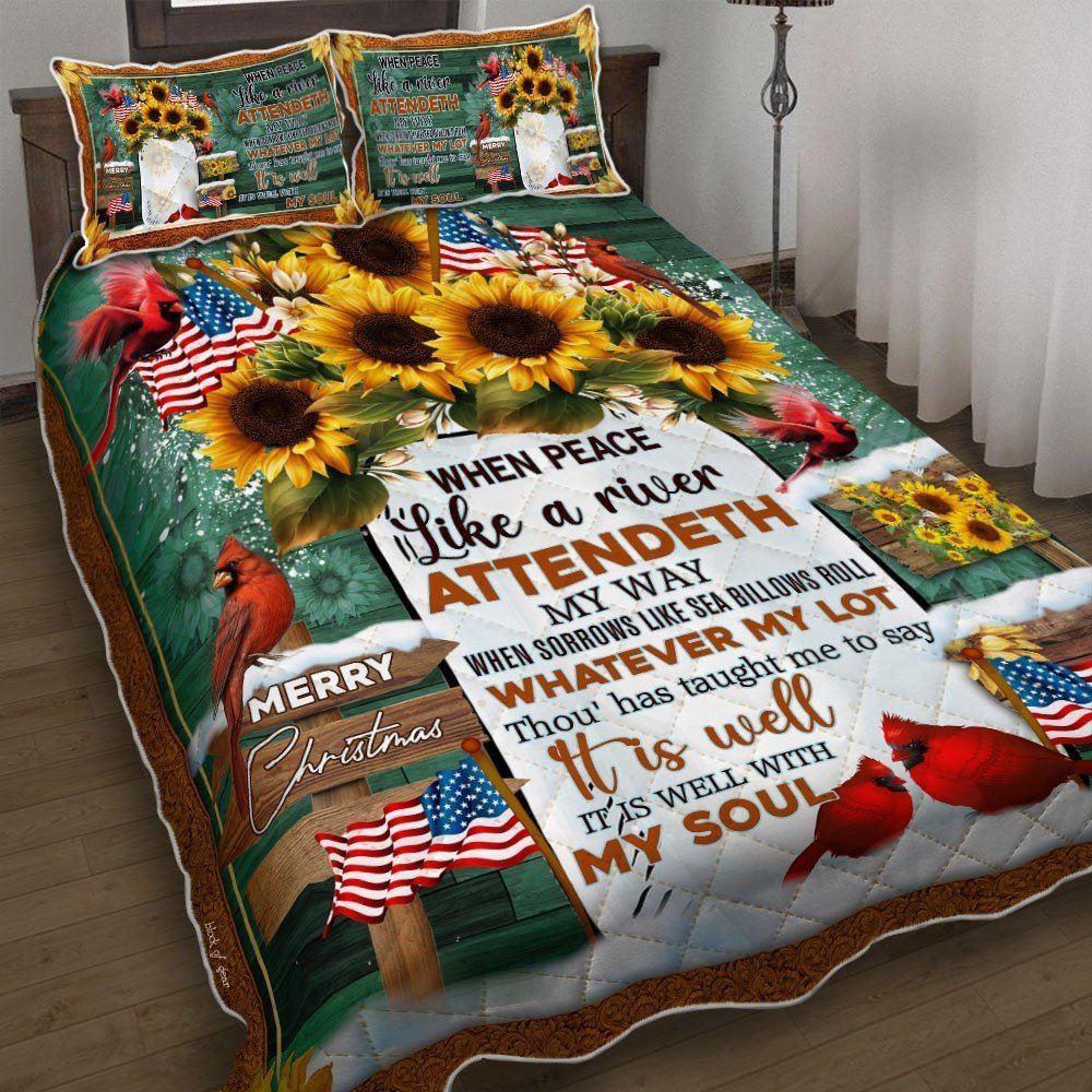 It Is Well With My Soul Cardinal American Hippie Quilt Bedding Set