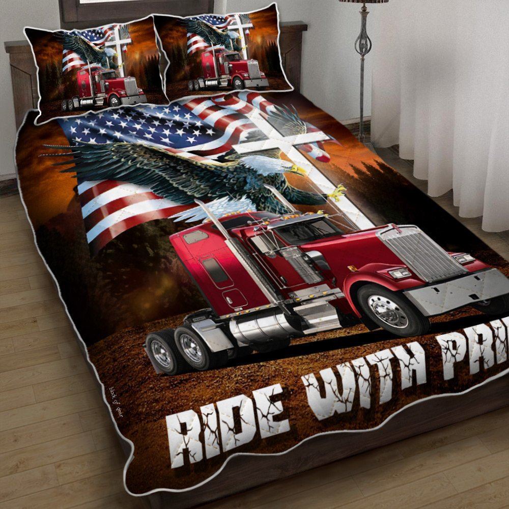 Jesus American Eagle Trucker Ride With Pride Quilt Bedding Set