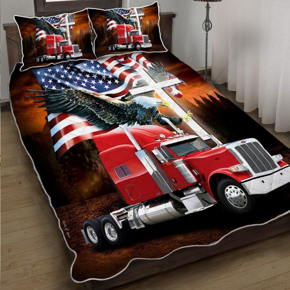 Jesus American Eagle Trucker Truck V19 Quilt Bedding Set