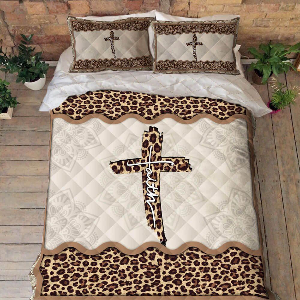 Jesus Bed Set Faith Jesus Leopard Quilt Bedding Set Qtr69qs