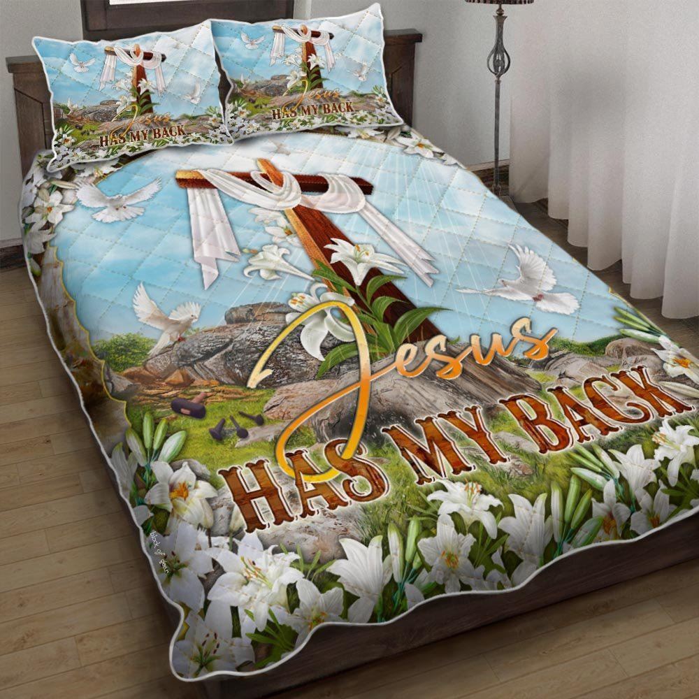 Jesus Has My Back Quilt Bedding Set