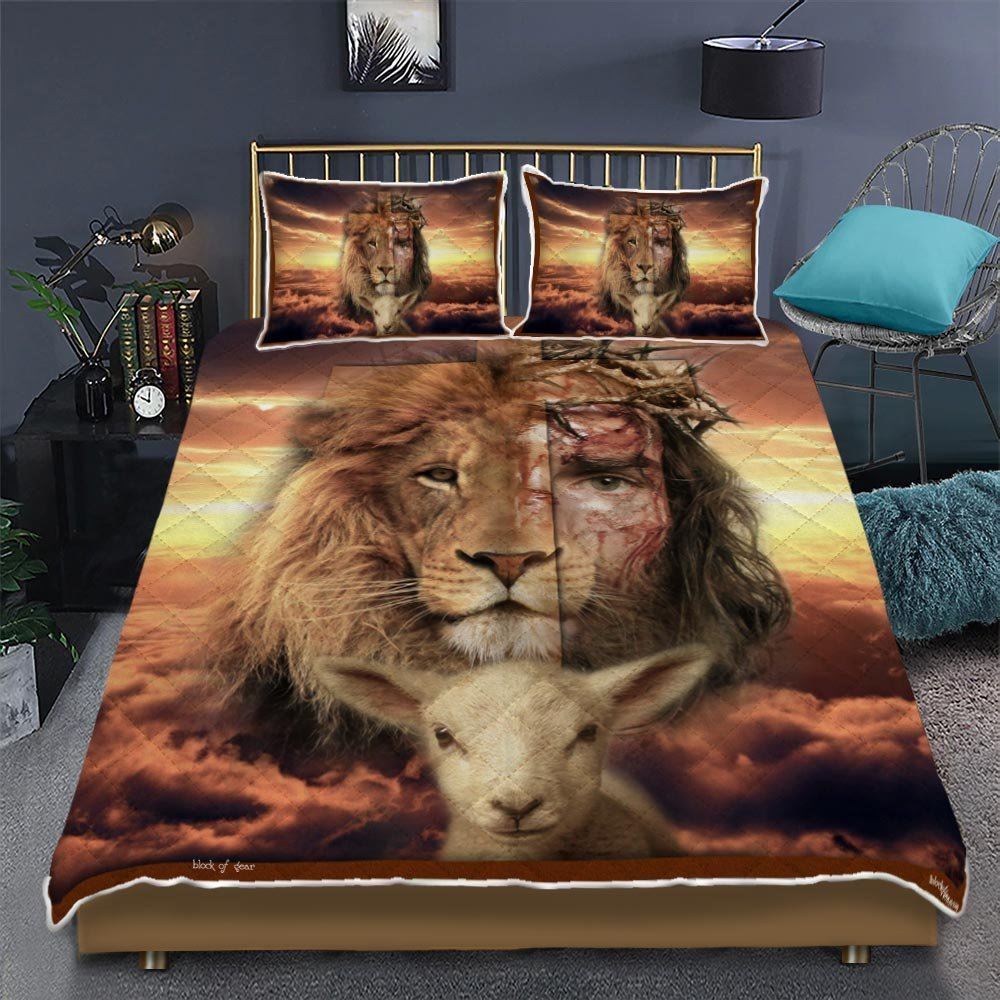 Jesus Is Risen Lion Quilt Bedding Set