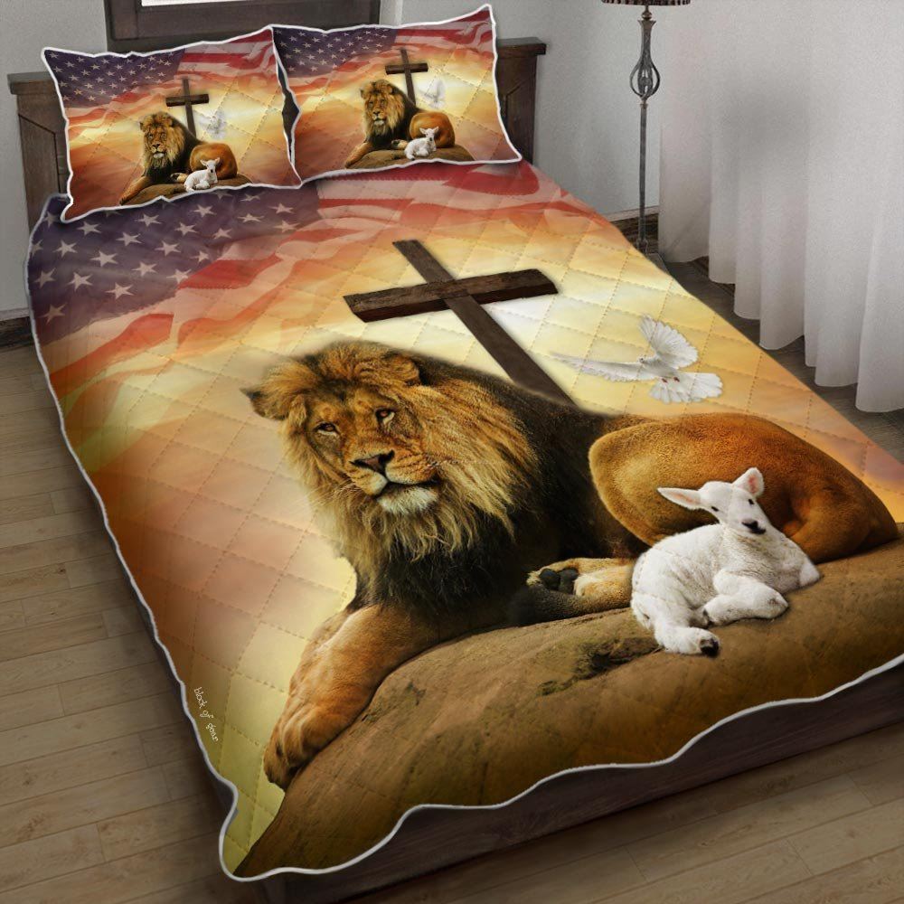 Jesus Lion And Lamb Holy Spirit Quilt Bedding Set