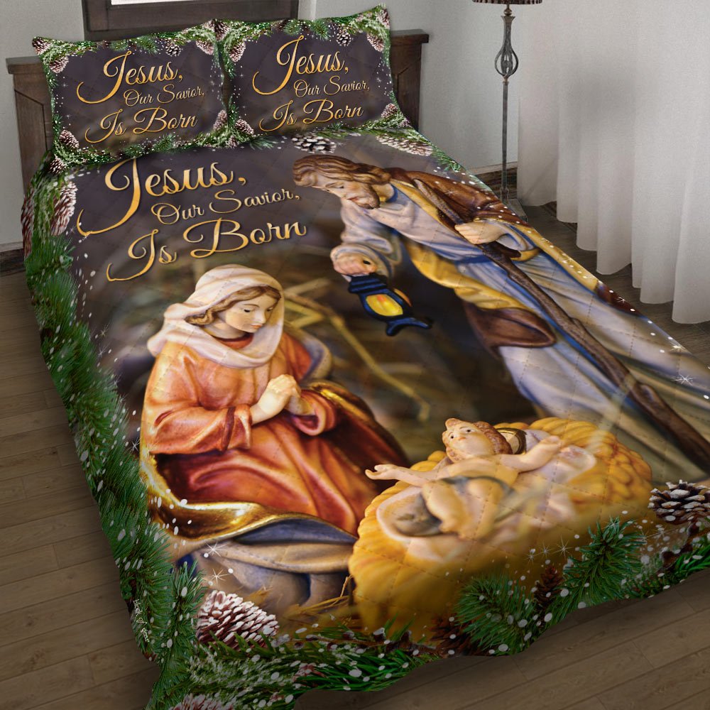 Jesus Our Savior Is Born Quilt Bedding Set