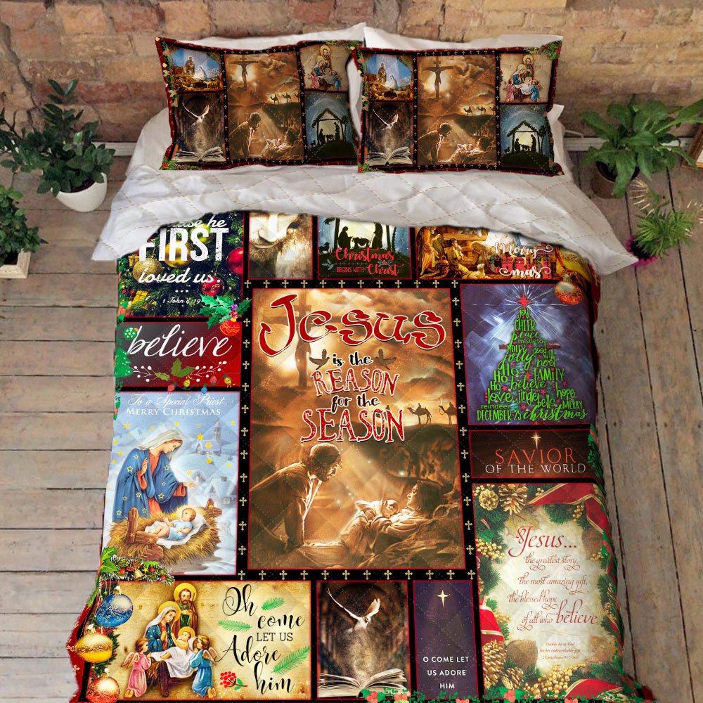 Jesus Quilt Bedding Set Jesus Is The Reason For The Season Anl0143qs