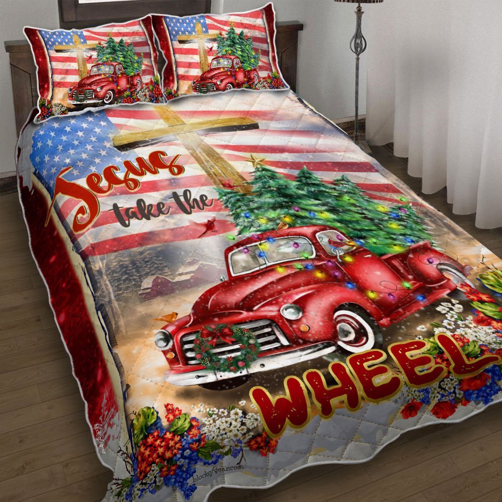 Jesus Take The Wheel Quilt Bedding Set