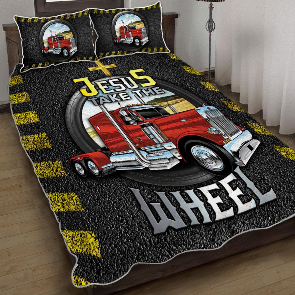 Jesus Take The Wheel Truck Driver Quilt Bedding Set-tvli5