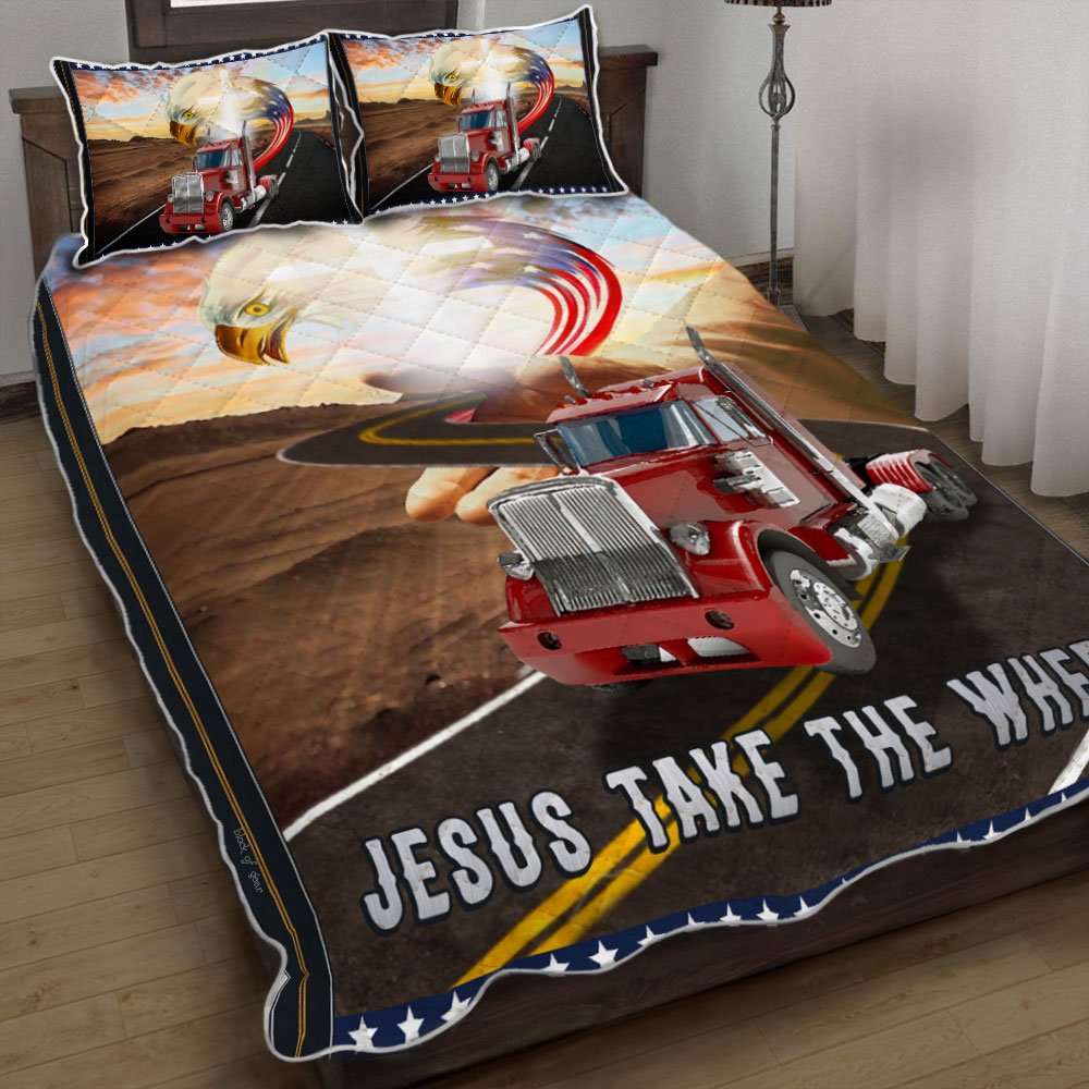 Jesus Take The Wheel Truck Driver Quilt Bedding Set