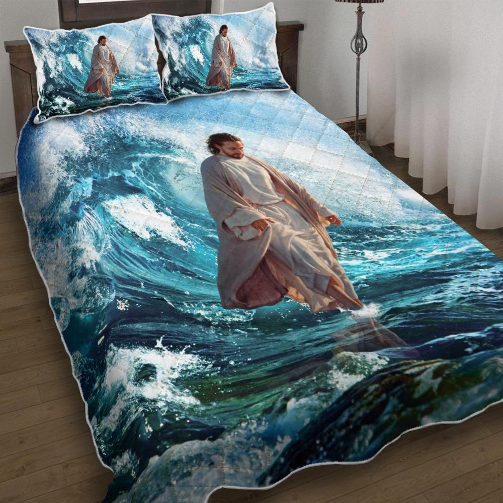 Jesus Walks On Water Quilt Bedding Set