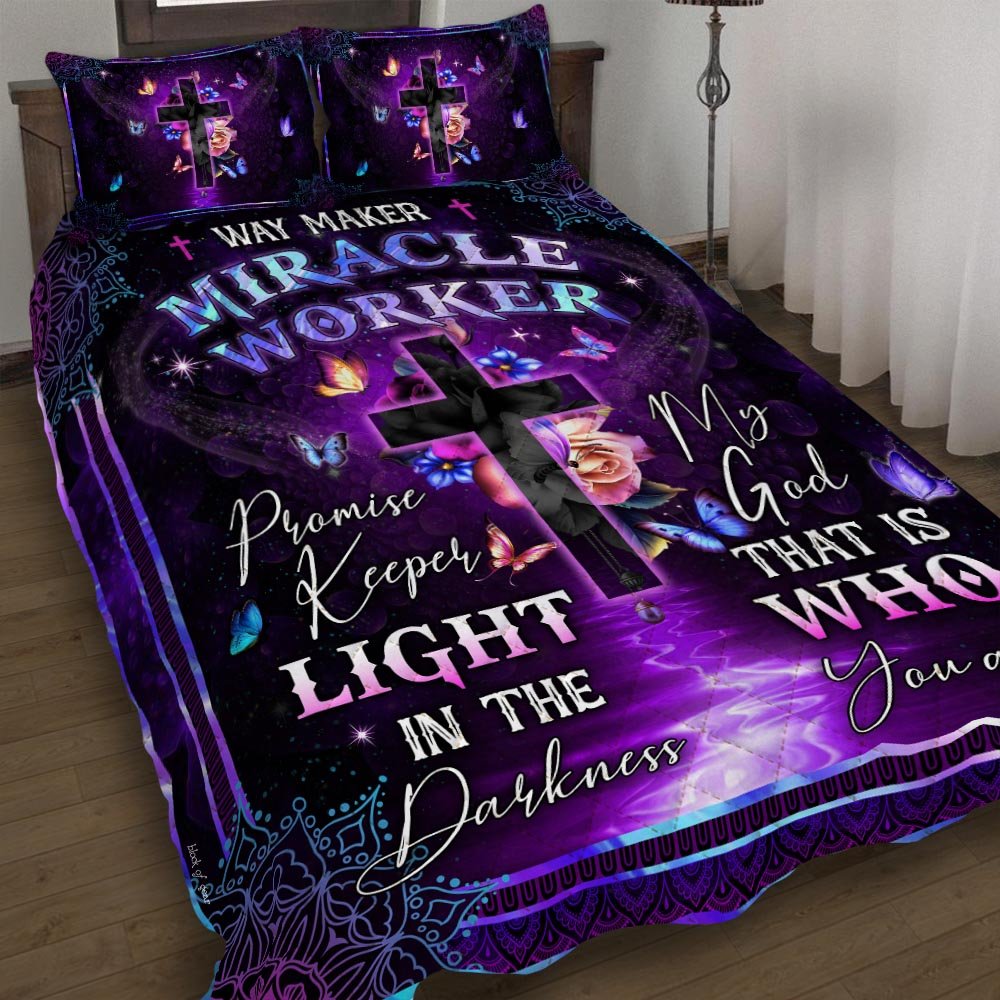 Jesus Way Maker Miracle Worker Promise Keeper Quilt Bedding Set