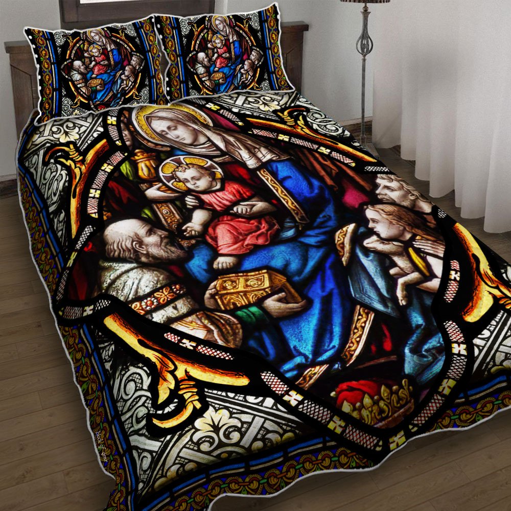 Jesuss Presentation Stained Glass Quilt Bedding Set