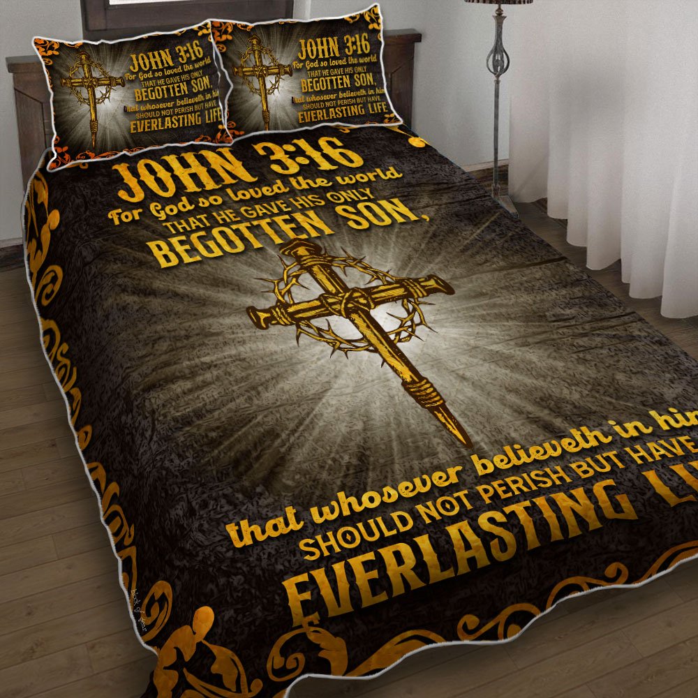 John 316 For God So Loved The World Quilt Bedding Set