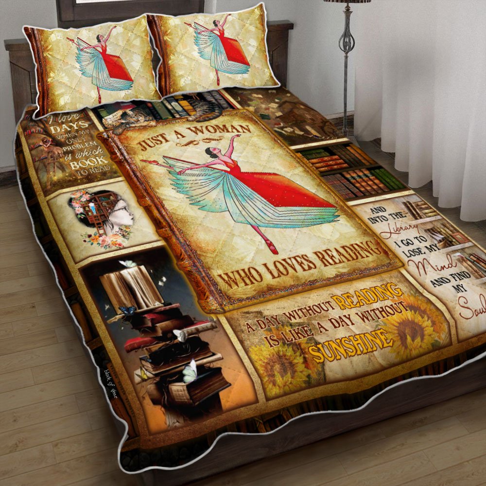 Just A Woman Who Loves Reading Book Lovers Quilt Bedding Set