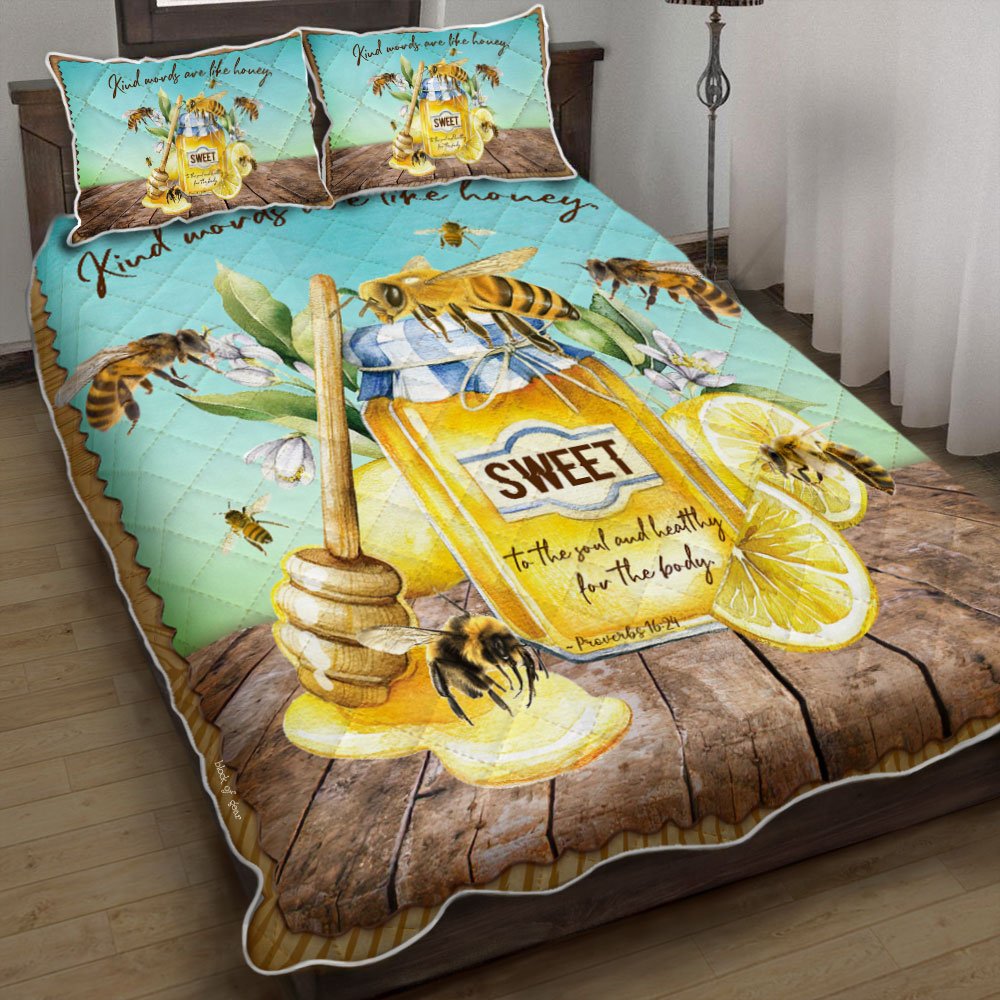 Kind Words Are Like Honey Bee Hippie Quilt Bedding Set