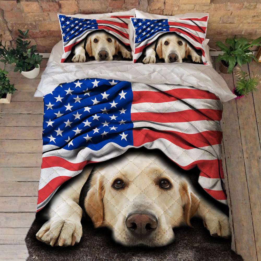 Labrador Retriever American Patriot Quilt Bedding Set Thh2903qsv14