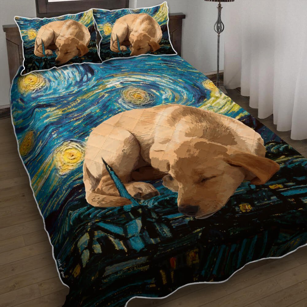 Labrador Starry Night Quilt Bedding Set