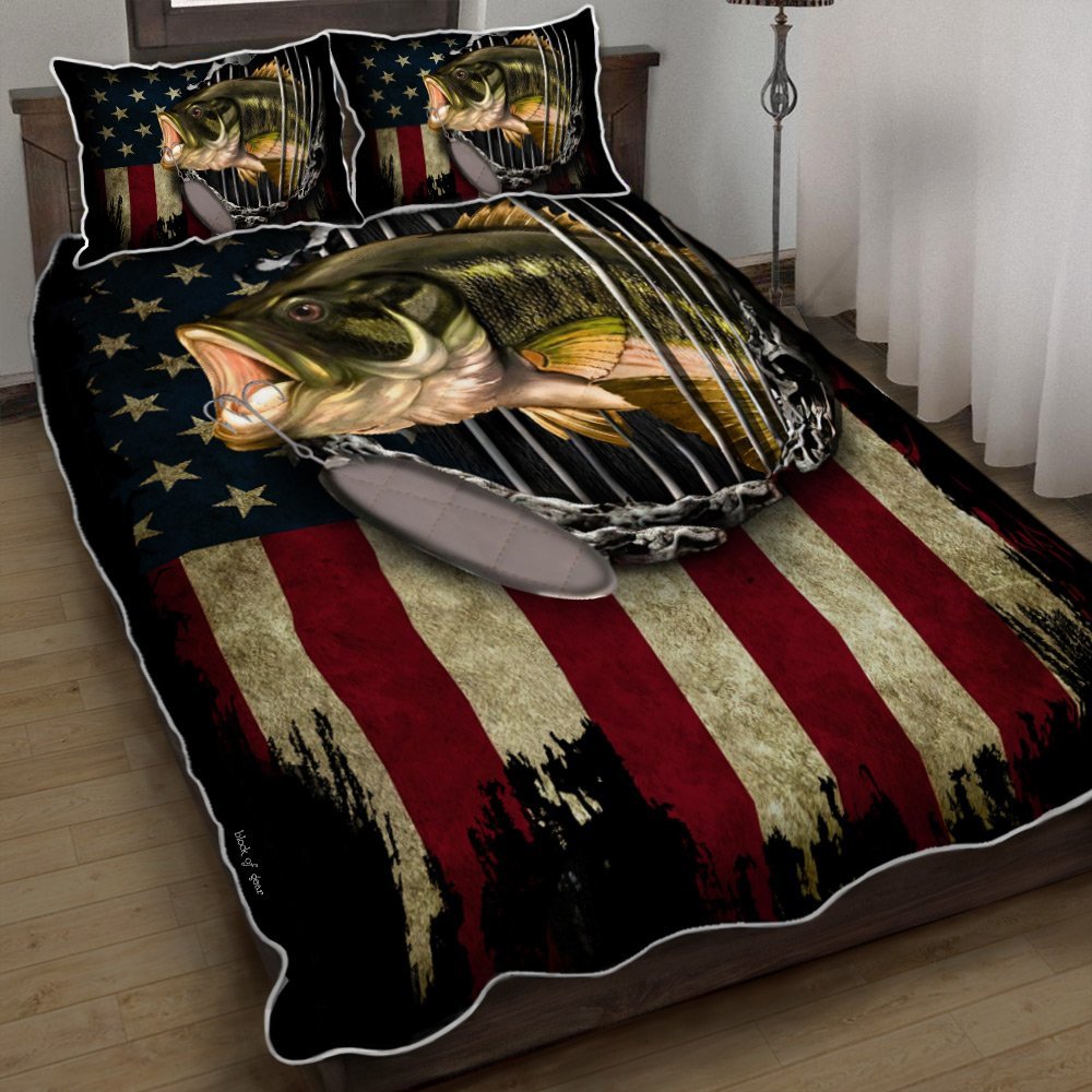 Largemouth Bass Fishing Quilt Bedding Set-ji9x9