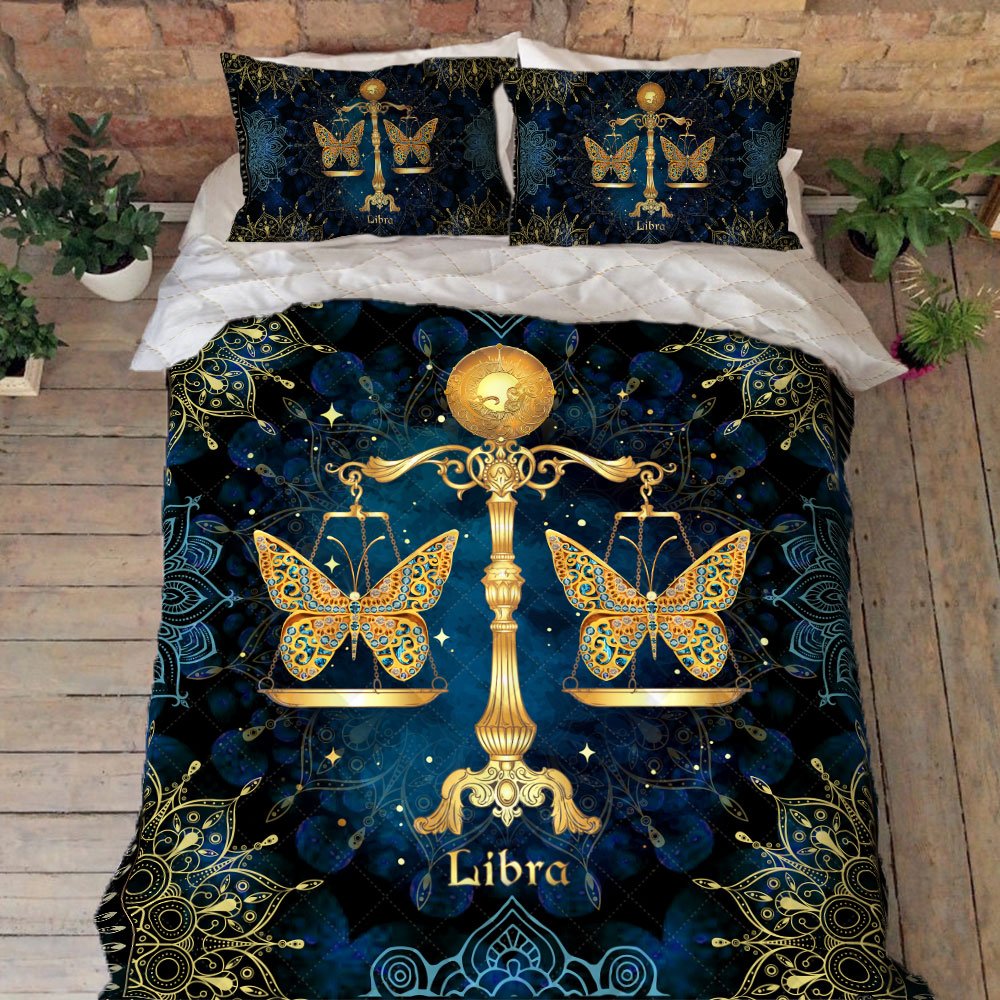 Libra Horoscope Quilt Bedding Set Birthday For Libra Butterfly Bnl574qs