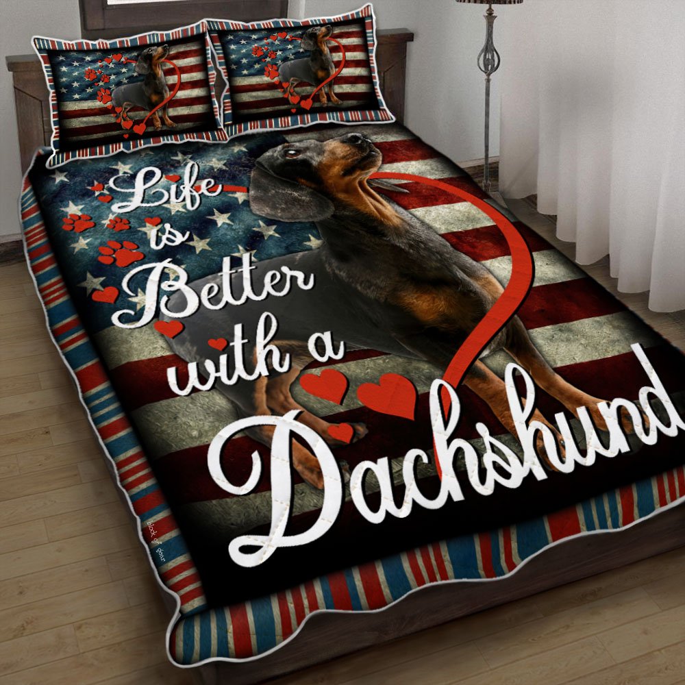 Life Is Better With A Dachshund Quilt Bedding Set-cp6y6