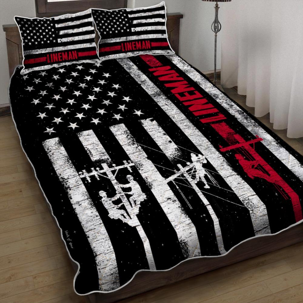 Lineman Pride American Quilt Bedding Set