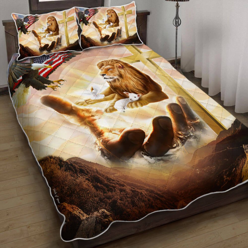 Lion And Lamb Cross American Quilt Bedding Set-o0rrp