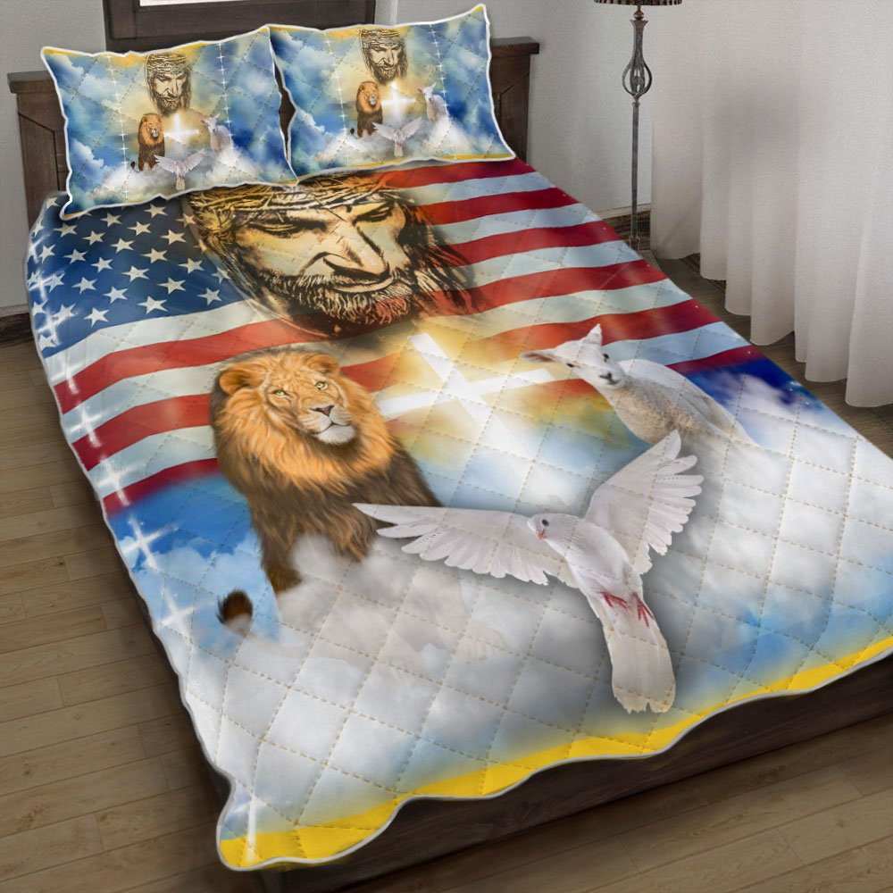 Lion Of Judah Jesus Quilt Bedding Set