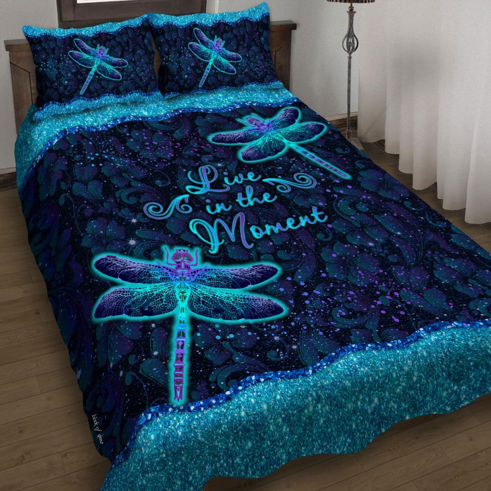 Live In The Moment Dragonfly Quilt Bedding Set