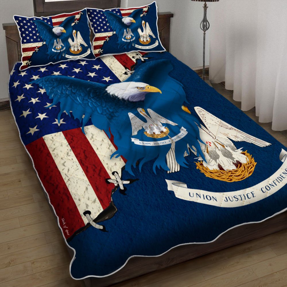 Louisiana American Eagle Quilt Bedding Set