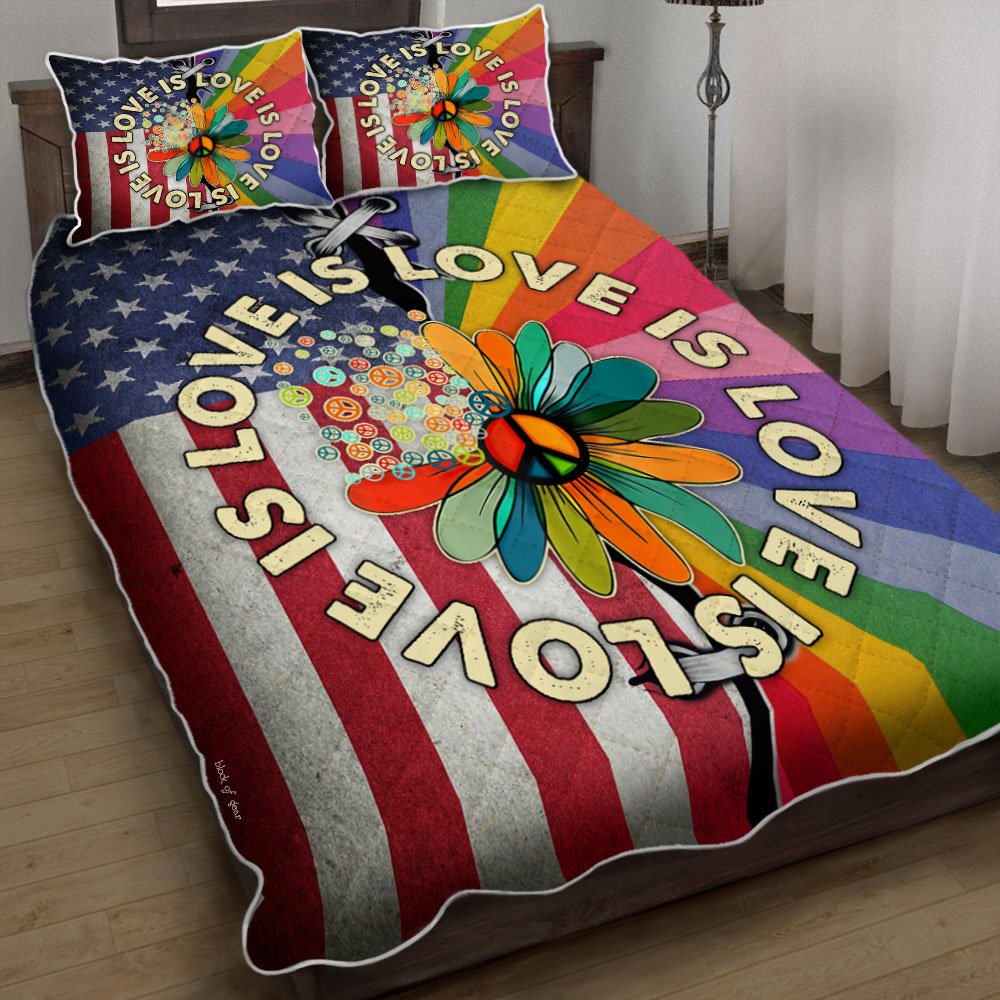 Love Is Love Pride Hippie American Quilt Bedding Set