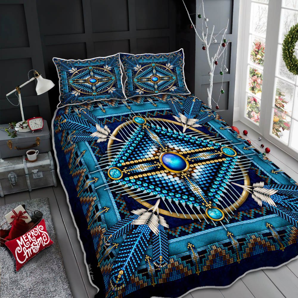 Mandala Blue Native American Quilt Bedding Set