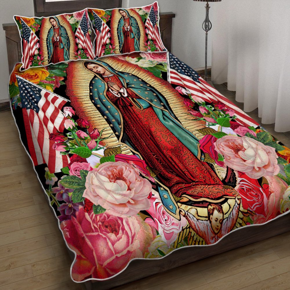 Mary Our Lady Of America Quilt Bedding Set