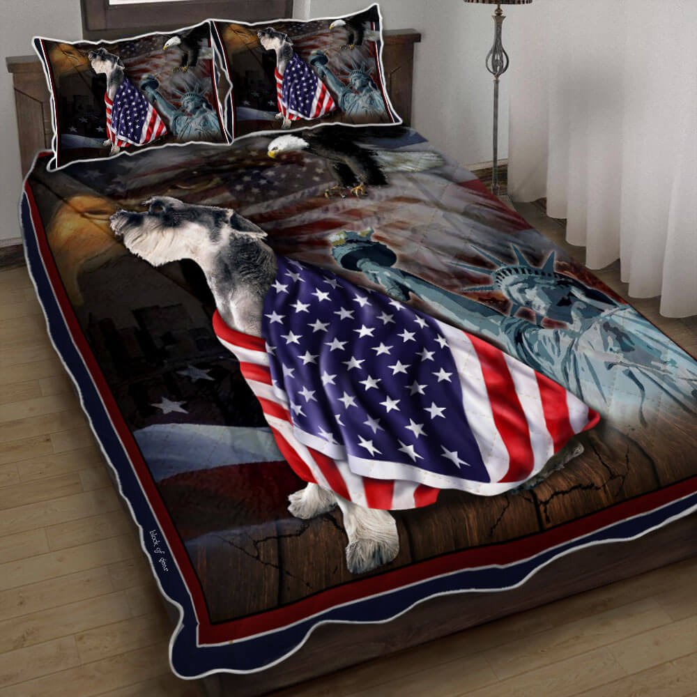 Miniature Schnauzer American Patriot Quilt Bedding Set