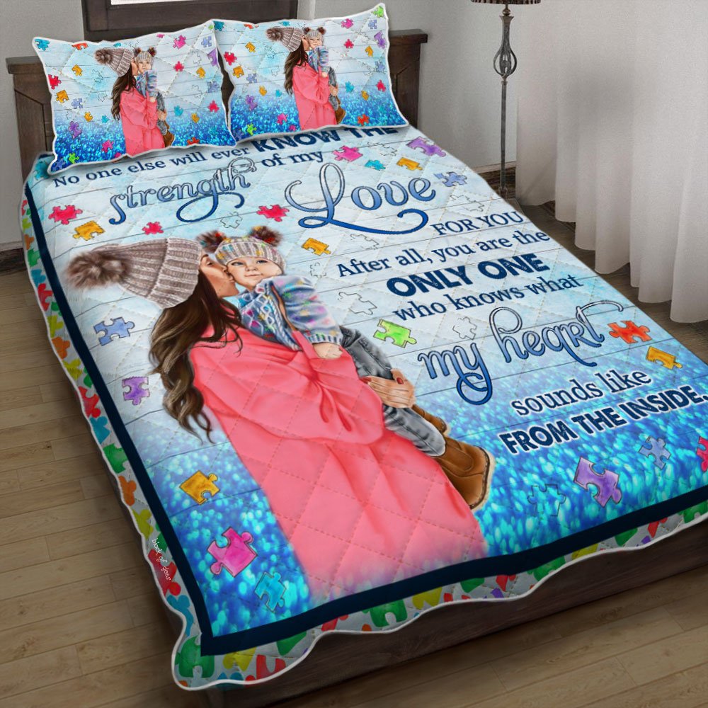 Mom To Son Autism Awareness Quilt Bedding Set