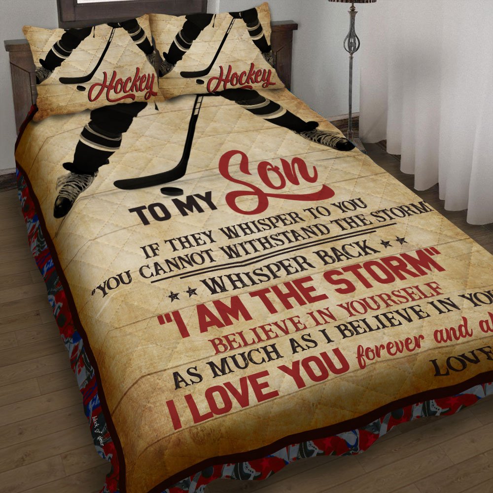 Mom To Son Hockey Quilt Bedding Set