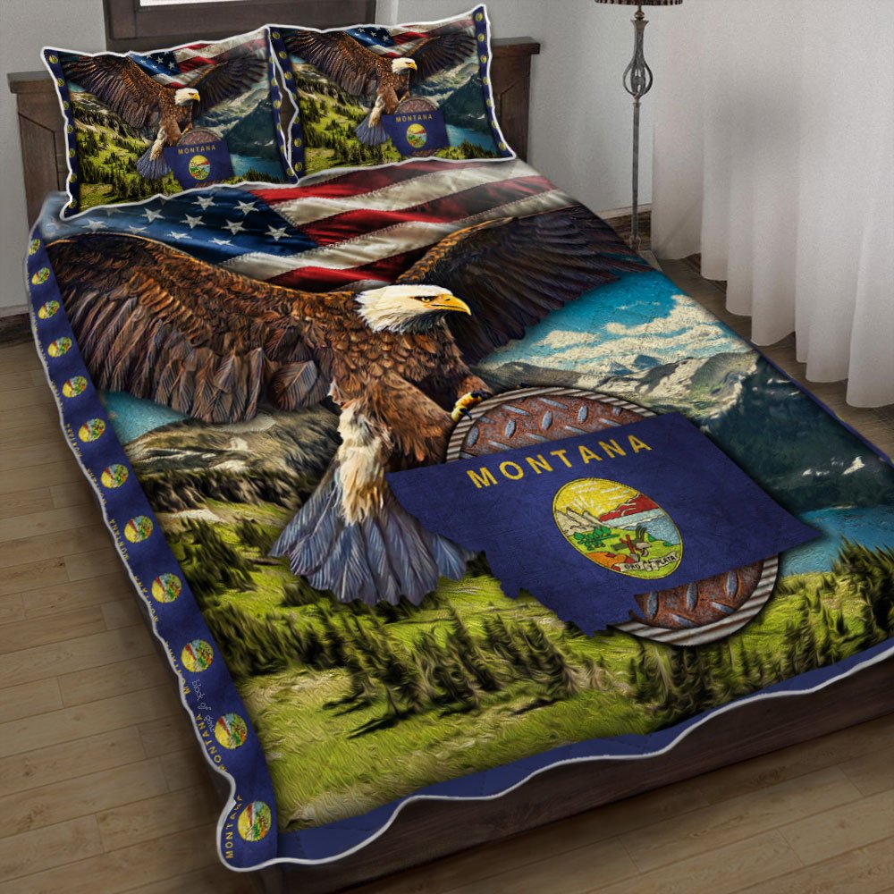 Montana State Eagle Quilt Bedding Set