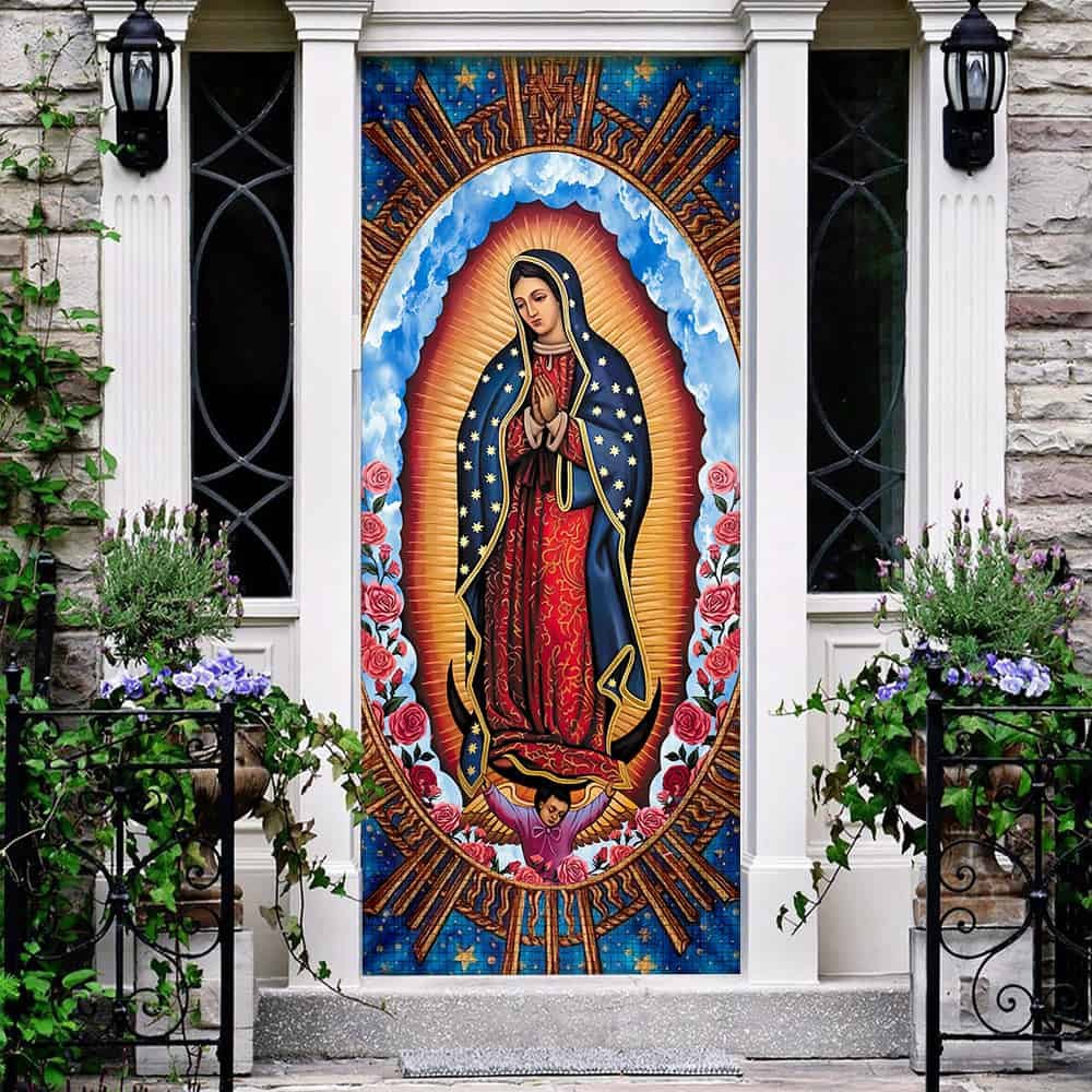 Mother Mary Roses Door Cover