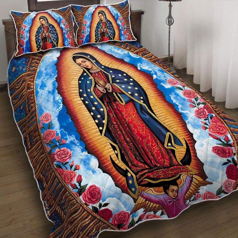 Mother Mary Roses Quilt Bedding Set