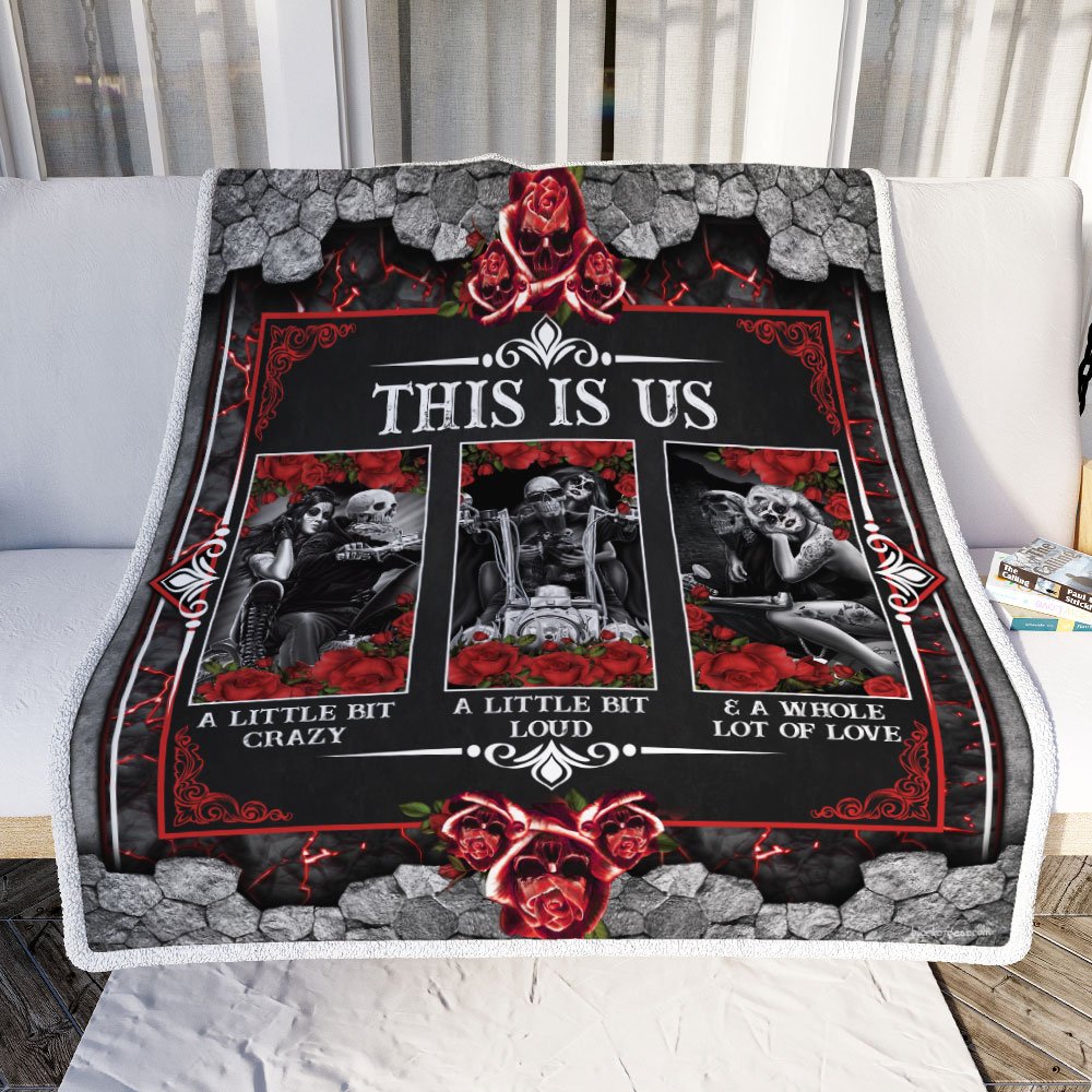 Motorcycle Skull Couple This Is Us Sofa Throw Blanket