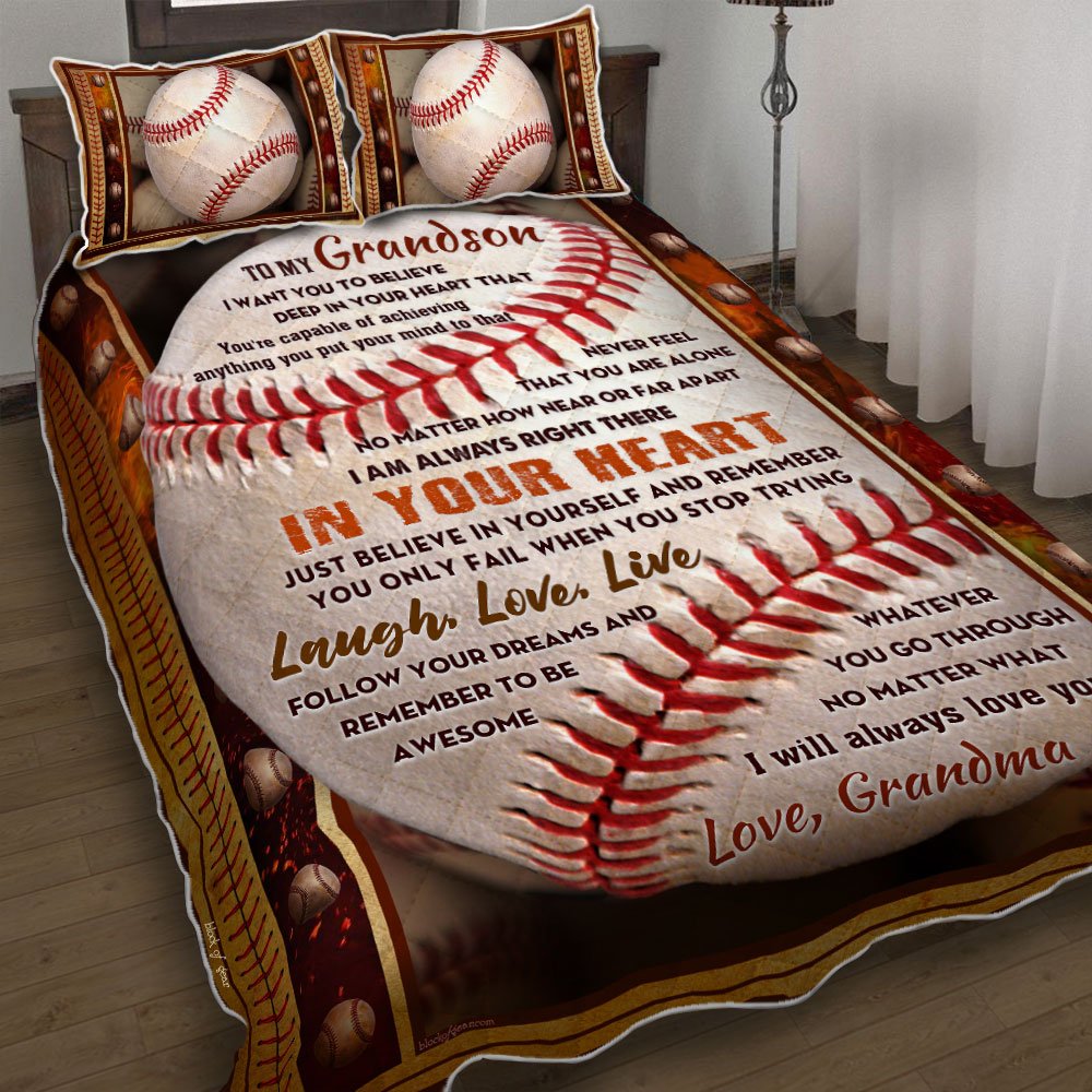 My Baseball Grandson Grandma Quilt Bedding Set