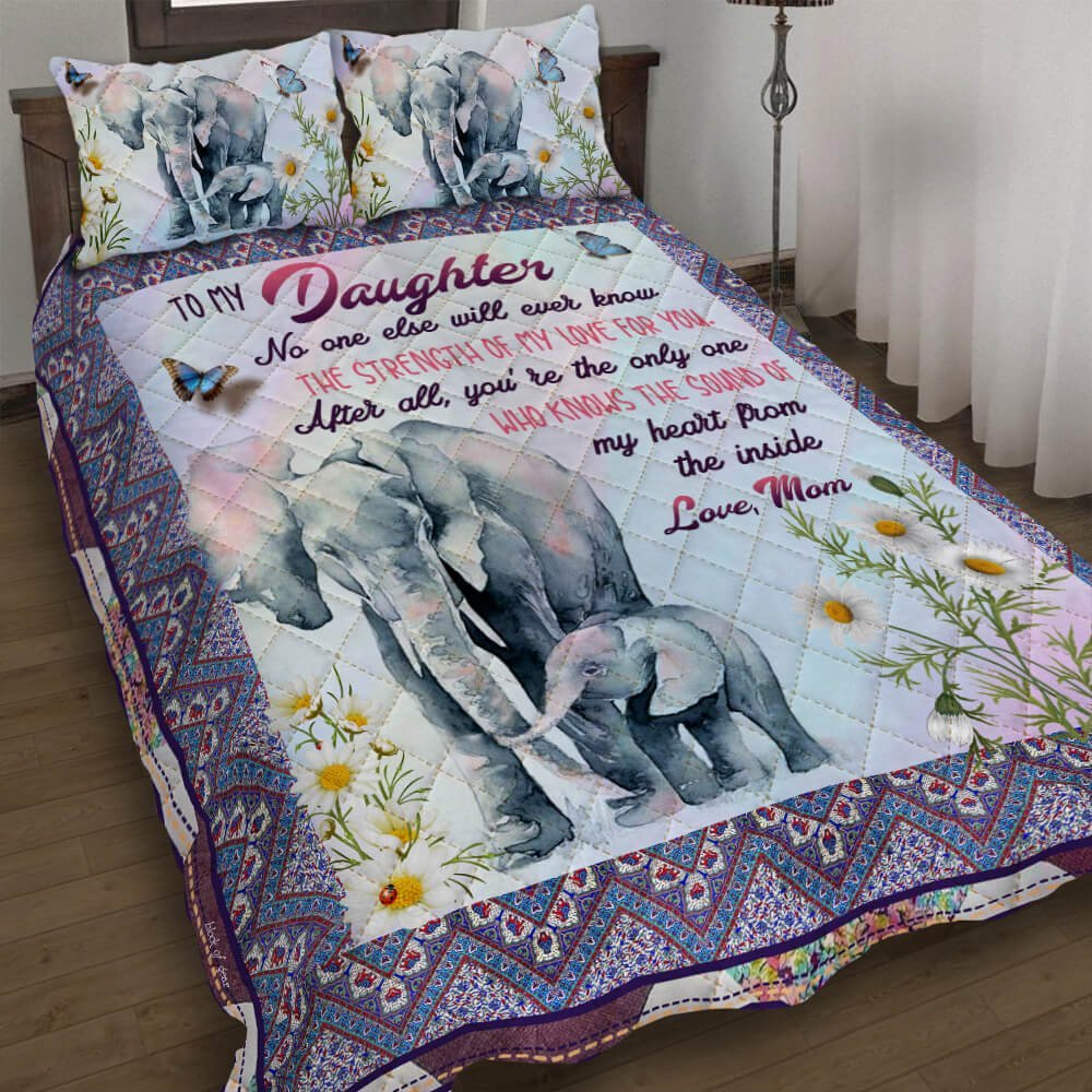 My Daughter Lovely Elephant Quilt Bedding Set